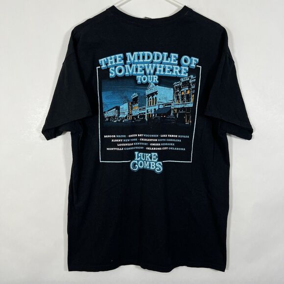 Luke Combs The Middle Of Somewhere Tour Concert T Shirt Size Large Black SS - Picture 2 of 9